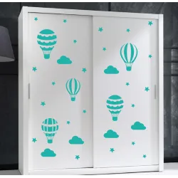 naklejki na meble BALONY CHMURKI GWIAZDKI 45x45cm zestaw 33szt