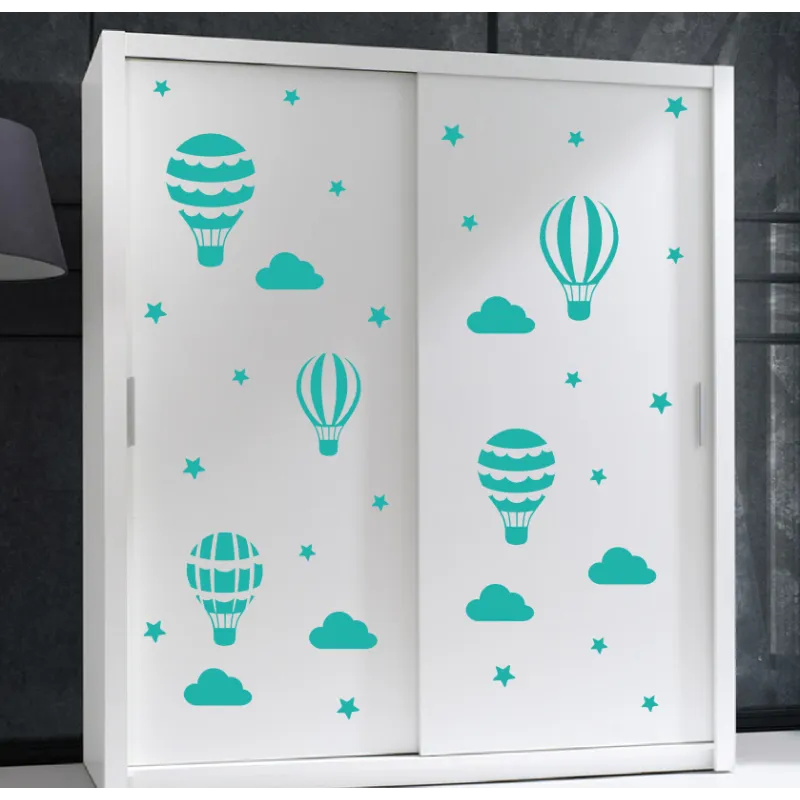 naklejki na meble BALONY CHMURKI GWIAZDKI 45x45cm zestaw 33szt