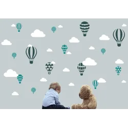 naklejki BALONY 14szt + CHMURKI 21szt