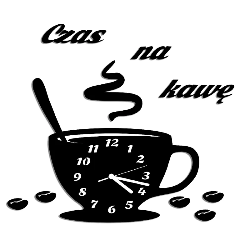 zegar FILIŻANKA kuchenny duży + dekory cichy 3d