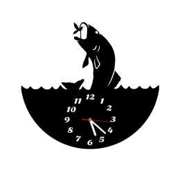 zegar ścienny cichy duży 3D ryba ryby wędkarz