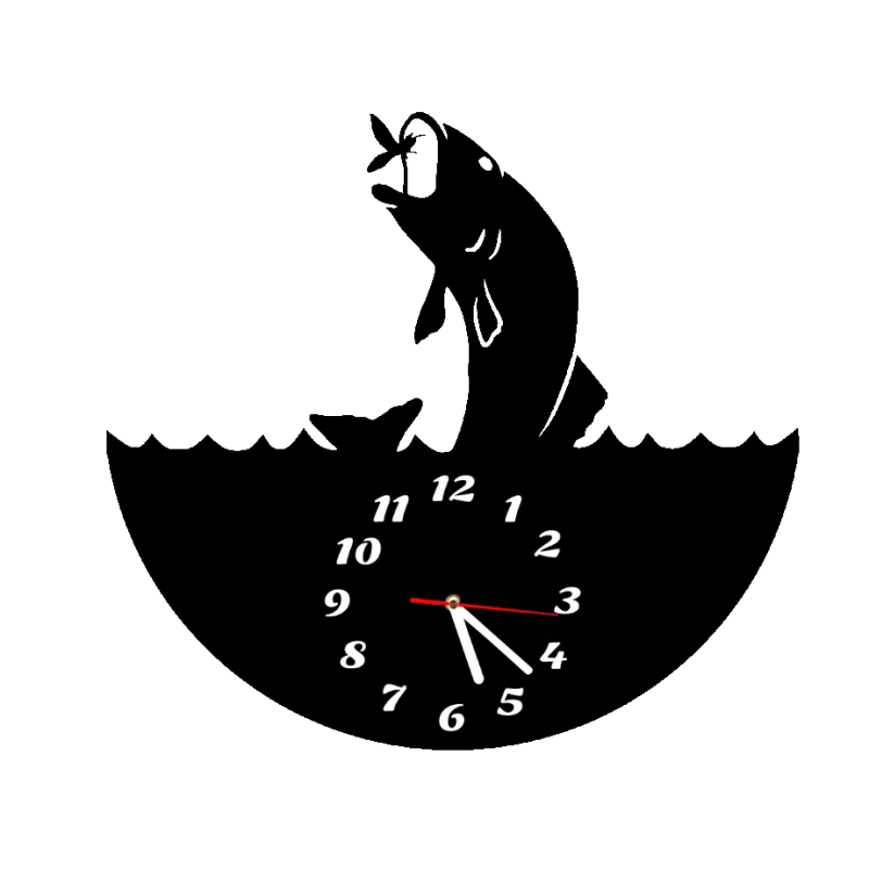 zegar ścienny cichy duży 3D ryba ryby wędkarz