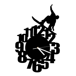 zegar ścienny cyfry snowboard deska cichy duży 3D