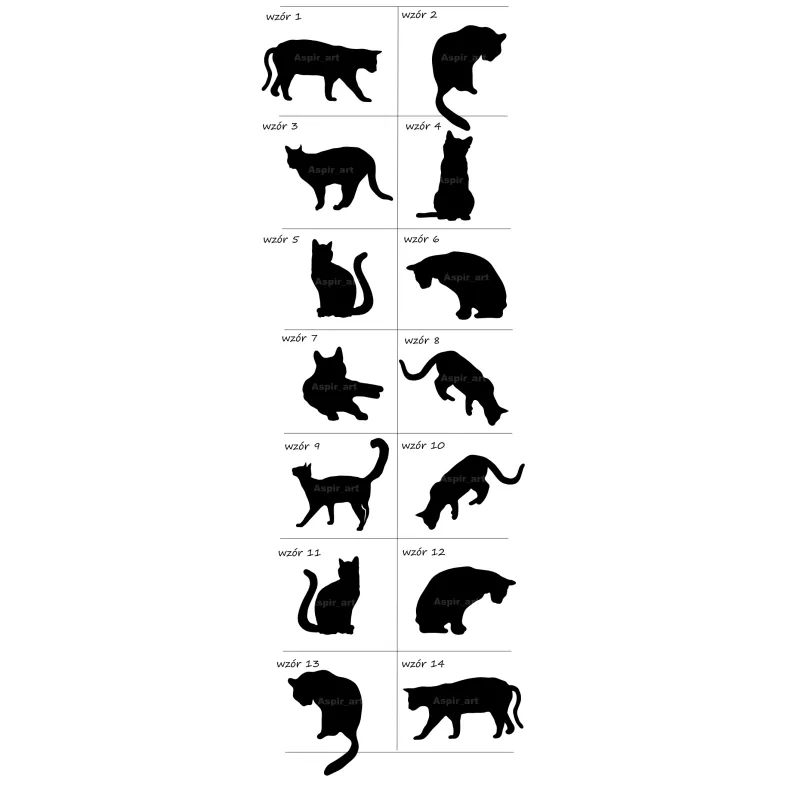 naklejka 14cm KOT - 14 wzorów - 60 kolorów