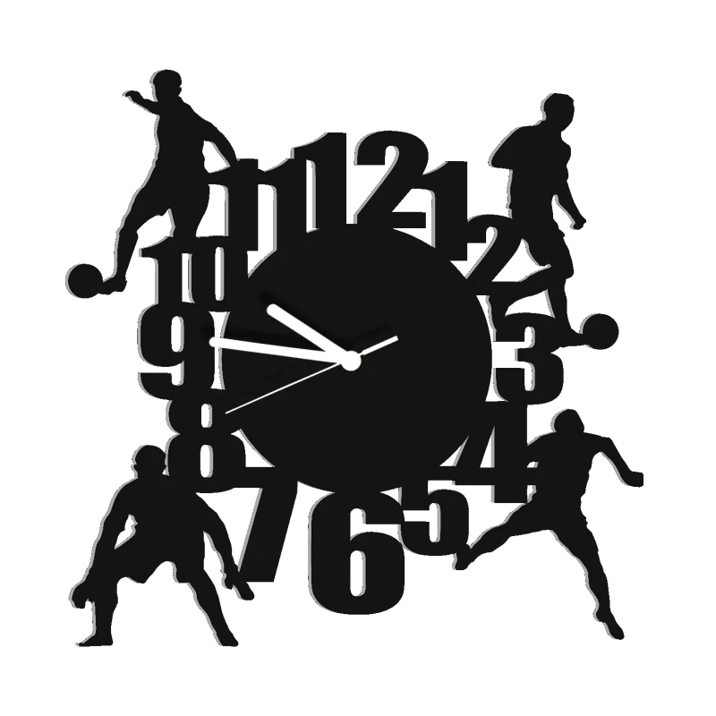 zegar ścienny piłka nożna piłkarz cichy duży 3D