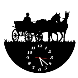 zegar ścienny cichy duży3D koń konie bryczka powóz