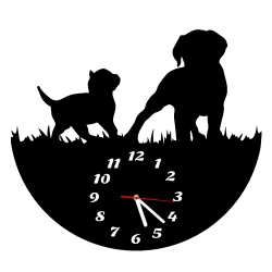 zegar ścienny cichy duży 3D pies i kot