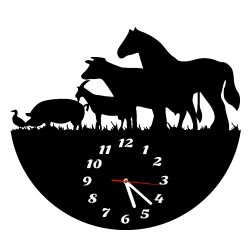 zegar ścienny cichy duży 3D koń zwierzęta wieś