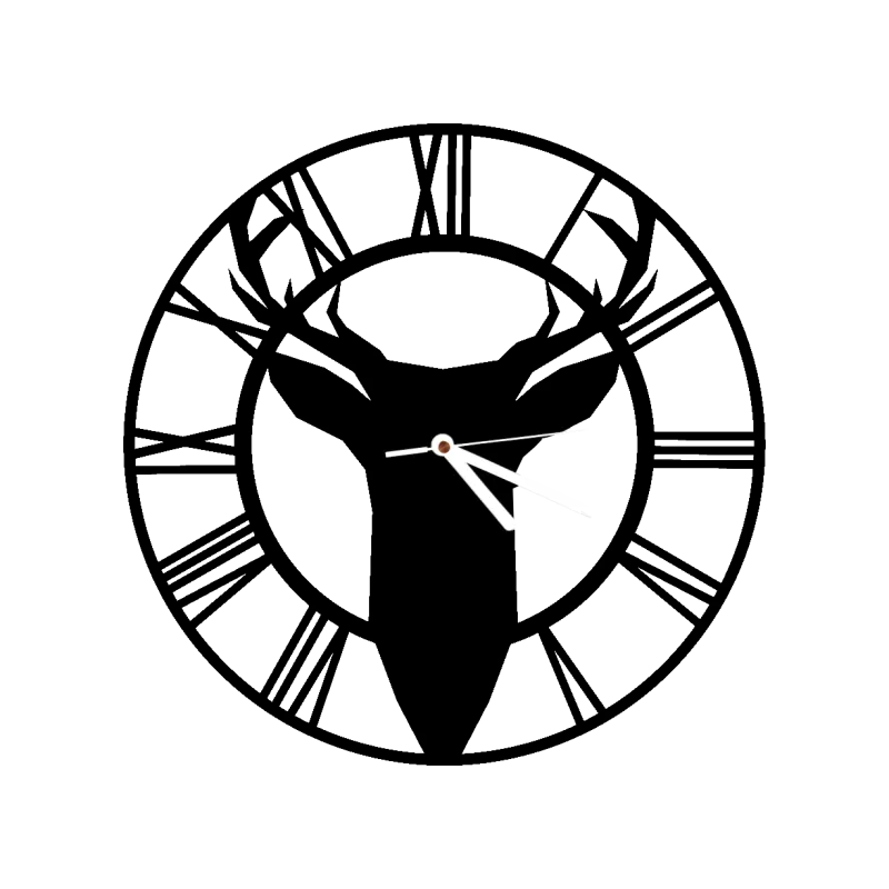 zegar ścienny Vintage Loft cichy duży jeleń skandy