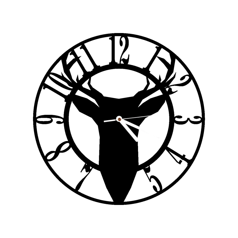 zegar ścienny Vintage Loft cichy duży jeleń skandy