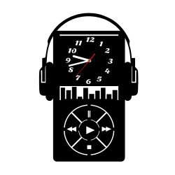 zegar ścienny 3D mp3 mp4 słuchawki młodzieżowy