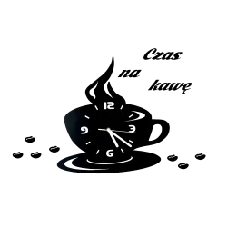 zegar FILIŻANKA kuchenny + naklejki duży CICHY