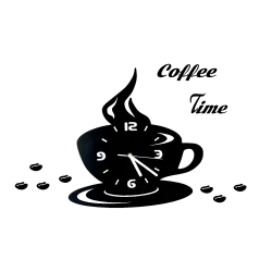 zegar FILIŻANKA kuchenny + naklejki duży CICHY