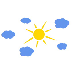 SŁOŃCE 70cm + 5 szt CHMUREK zestaw naklejek