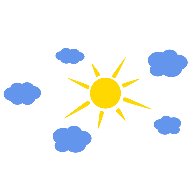 SŁOŃCE 70cm + 5 szt CHMUREK zestaw naklejek