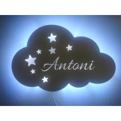 Lampka nocna LED CHMURKA z imieniem imię dziecka zas. sieciowe 230V
