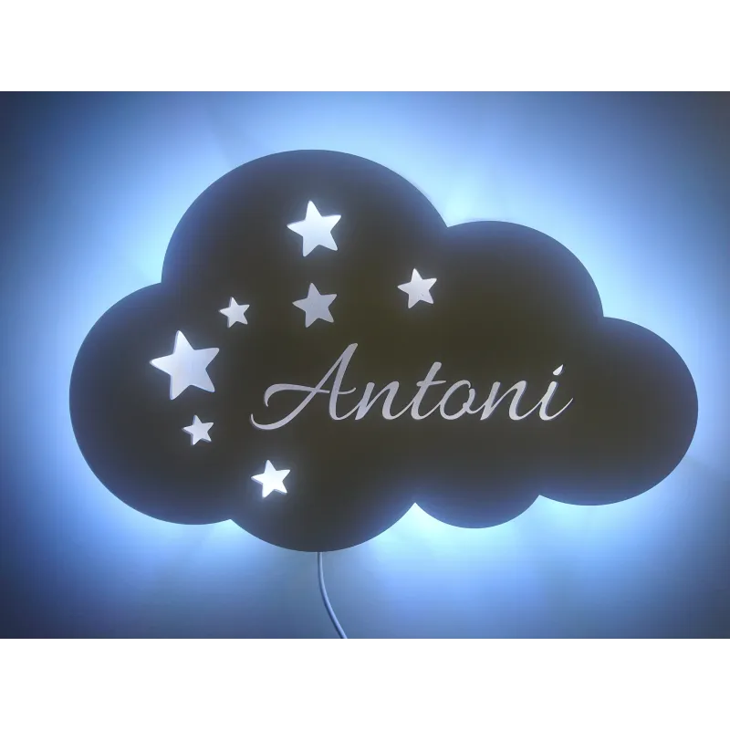 Lampka nocna LED CHMURKA z imieniem imię dziecka zas. sieciowe 230V