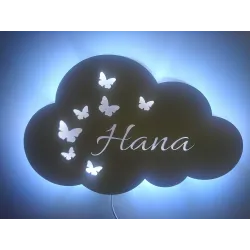 Lampka nocna LED CHMURKA z imieniem imię dziecka zas. sieciowe 230V