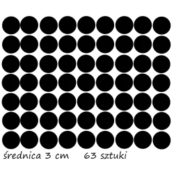 naklejki GROCHY KROPKI średnica 3cm - zestaw 63 szt