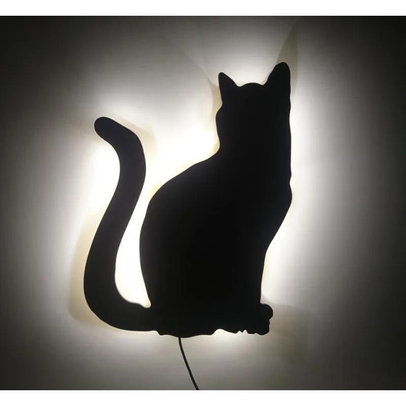 Lampka nocna LED siedzący kot kotek zas. sieciowe 230V