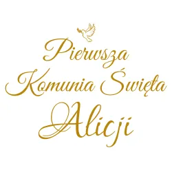 naklejka napis Pierwsza Komunia Święta imię tablicę ściankę balonową 60x45