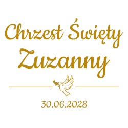 naklejka napis Chrzest Święty imię i data na tablicę lustro ściankę 60 cm