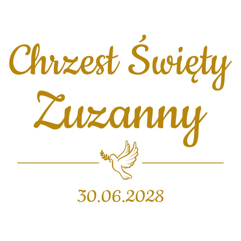 naklejka napis Chrzest Święty imię i data na tablicę lustro ściankę 60 cm