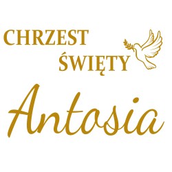 naklejka napis Chrzest Święty imię na tablicę lustro ściankę balonową 60 cm