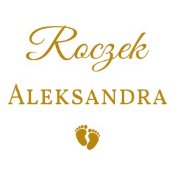 naklejka napis Roczek imię na tablicę lustro ściankę balonową 50 cm