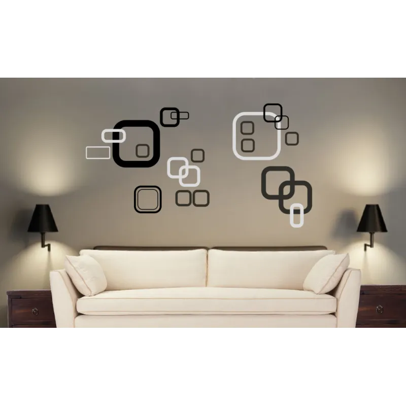 naklejki KWADRATY zestaw 3-kolorowy