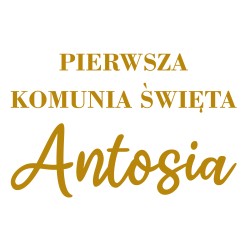 naklejka napis Pierwsza Komunia Święta imię tablicę ściankę balonową 60x40