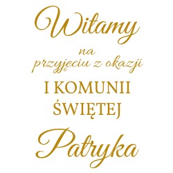 naklejka napis Witamy Pierwsza Komunia Św. tablicę ściankę balonową 45x65