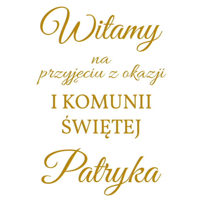 naklejka napis Witamy Pierwsza Komunia Św. tablicę ściankę balonową 45x65