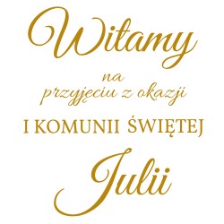 naklejka napis Pierwsza Komunia Święta imię tablicę ściankę balonową 45x52