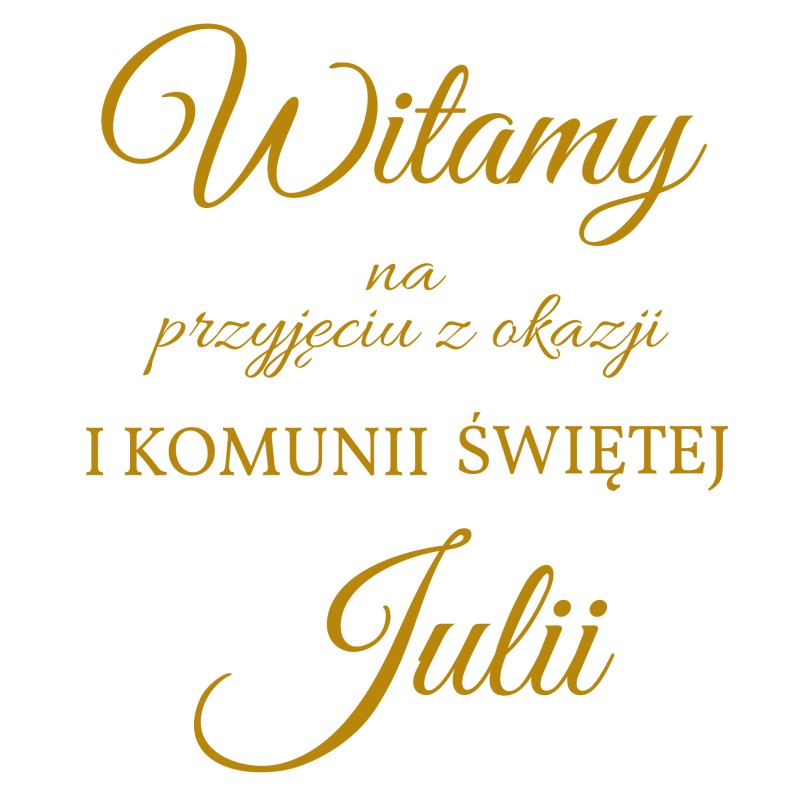 naklejka napis Pierwsza Komunia Święta imię tablicę ściankę balonową 45x52