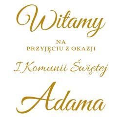 naklejka napis Pierwsza Komunia Święta imię tablicę ściankę balonową 45x52