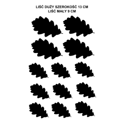 naklejki LIŚCIE DĘBU zestaw 13 szt, 13 i 9 cm