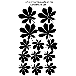 naklejki LIŚCIE KASZTANA zestaw 13 szt, dł. 13 i 9 cm