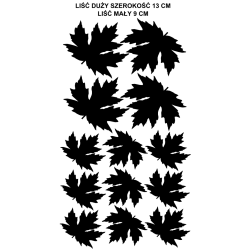 naklejki LIŚCIE KLONU zestaw 13 szt,, 13 i 9 cm