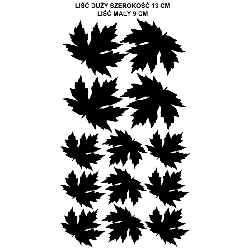 naklejki LIŚCIE KLONU zestaw 13 szt,, 13 i 9 cm