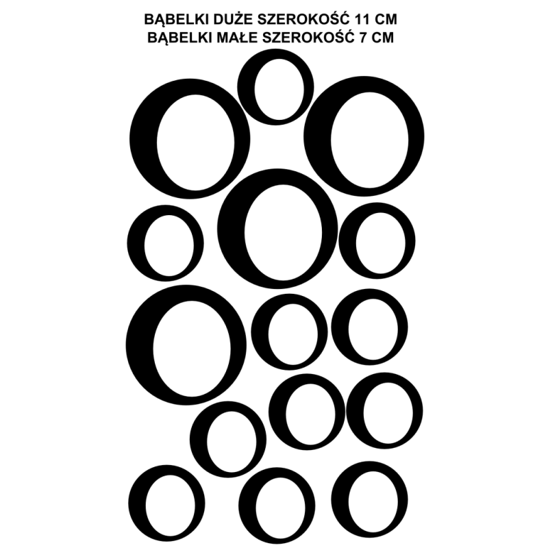 naklejki BĄBELKI GROCHY zestaw 15 szt, średnica 11 i 7 cm