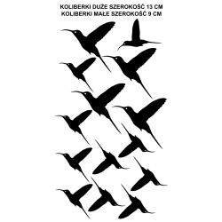 naklejki KOLIBRY zestaw 14 szt., wielkość 13 i 9 cm