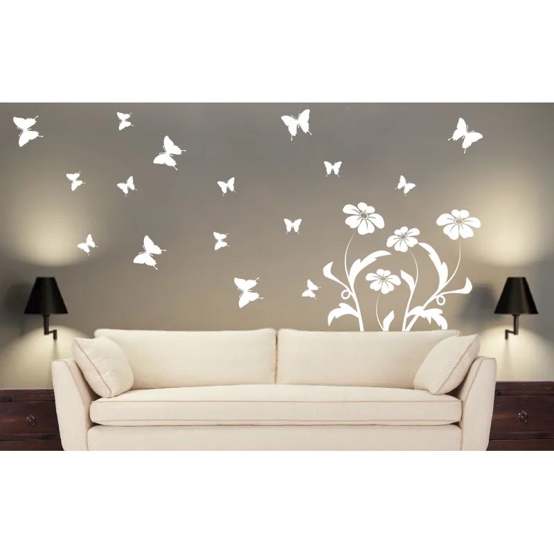 naklejki MOTYLE I KWIATY zestaw 3-kolorowy, 3 ar 28x45cm