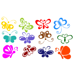 naklejki MOTYLE BAJKOWE zestaw 12 szt, 10 cm, mix kolorów