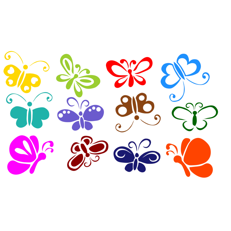naklejki MOTYLE BAJKOWE zestaw 12 szt, 10 cm, mix kolorów