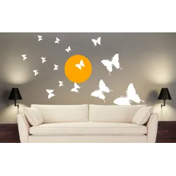 naklejki MOTYLE + SŁOŃCE zestaw 27 szt, 3 arkusze