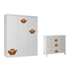 naklejki SOWY zestaw 9 szt, 25, 15 i 10 cm, 60 kolorów