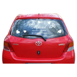 JUST MARRIED + IMIONA + DATA ŚLUBU zestaw naklejek