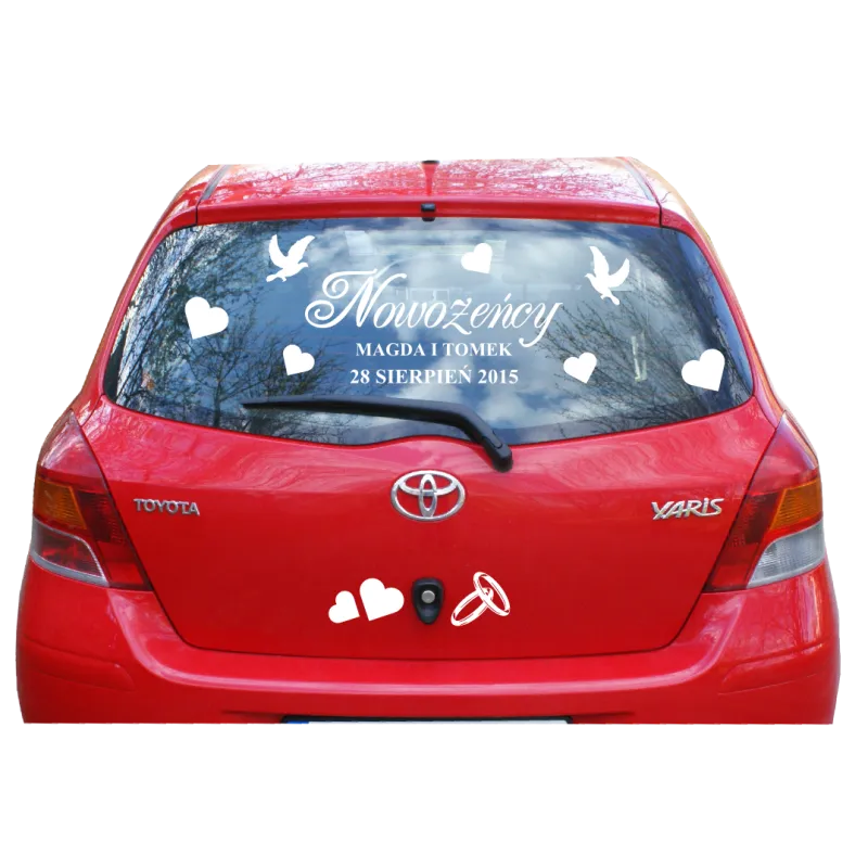 NOWOŻEŃCY + IMIONA + DATA ŚLUBU zestaw naklejek