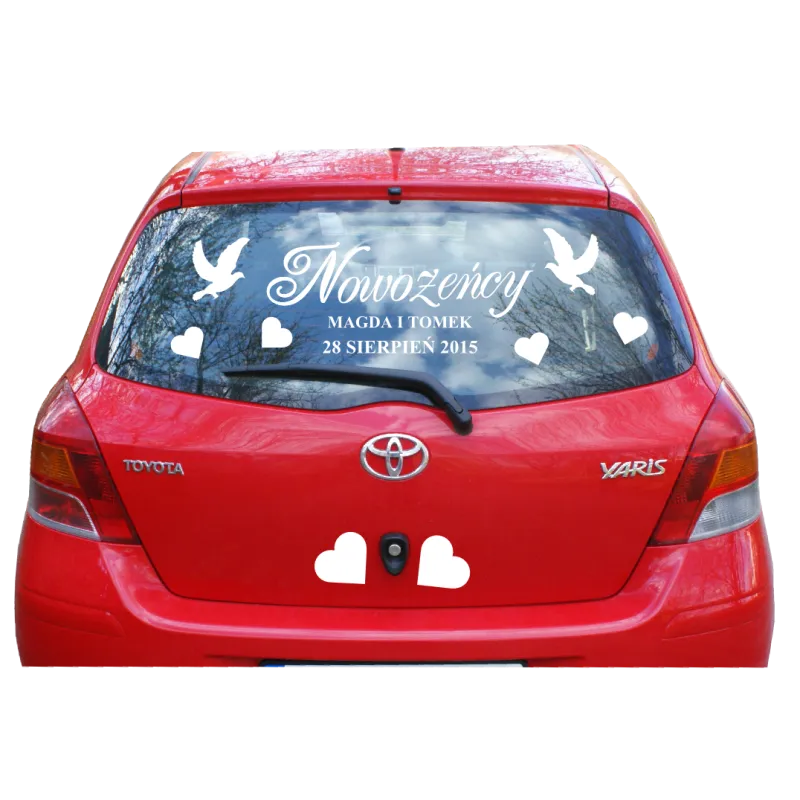 NOWOŻEŃCY + IMIONA + DATA ŚLUBU zestaw naklejek